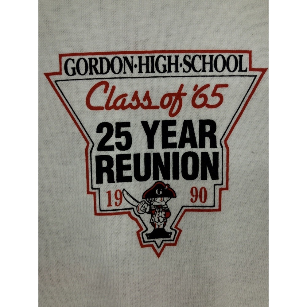Vintage Oneita Power T Size XL White Graphic T-Shirt 1990 Class of '65 Reunion